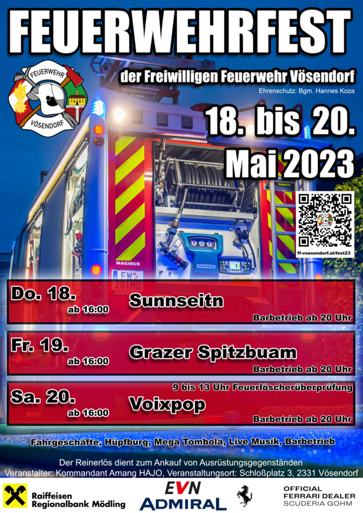 Feuerwehrfest Vösendorf 2023 Plakat